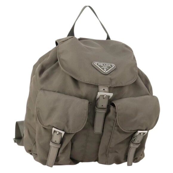 PRADA Backpack Nylon Gray Silver Auth bs30075 main image 6